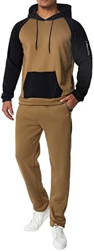 אימוני גברים בגדים ספורטיביים אתלטי ספורט סט ספורט, קפוצ'ור קפוצ'ור ארוך סווטשירט חולצות+מכנסי טרנינג
