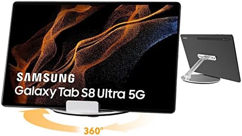 מעמד טבליות אוניברסלי של Mlzyue מסתובב והטיה עם בסיס סיבוב של 360 מעלות עבור Samsung Galaxy Tab S8 Ultra