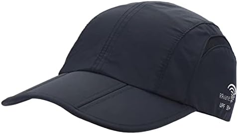 RRVANE מתקפל UPF50+ כובע הגנה מפני שמש, כובע בייסבול מהיר יבש כובעי ספורט חיצוניים מתכווננים לנייד לגברים,