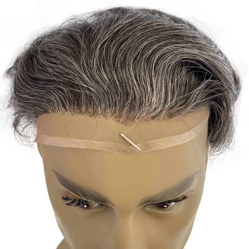 וולוריה אירופאי בתולה שיער טבעי פאה לגברים עם 10 על 8 רך צרפתית תחרה כובע וברור פו סביב גל קל גברים