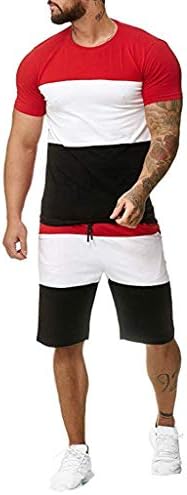 Ruiruilico אימונית מזדמנת גברים קיץ שרוול קצר חולצה ומכנסיים קצרים הגדר 2 תלבושות רופפות כושר ספורט