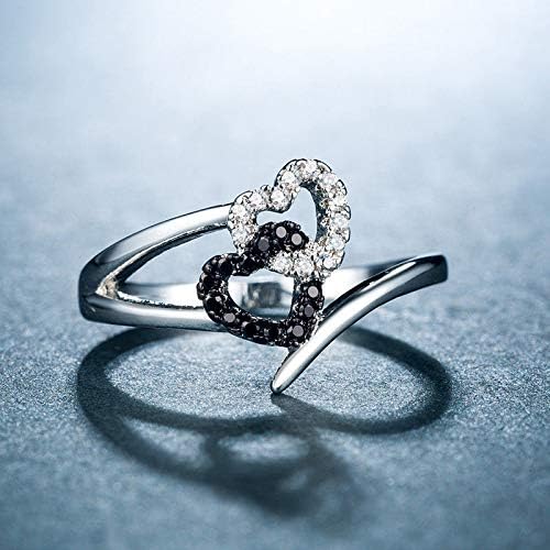 תכסיס פיילין רומנטי לב 925 כסף חתונה לנשים לבן ספיר טבעת גודל 6-10