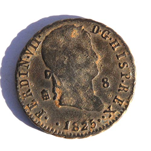1825 ES ספרד פרדיננד VII סגוביה מנטה 8 מטבע מרבדיס פרטים טובים