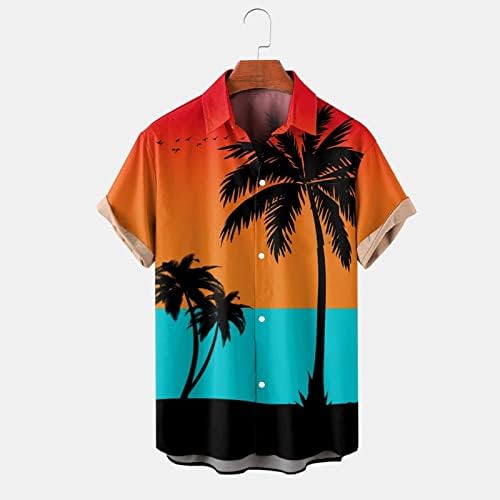 גברים של קיץ חוף חולצות טרופי הוואי חולצות מקרית קצר שרוולים כפתור למטה חולצות דקל עץ הדפסי אלוהה חולצות
