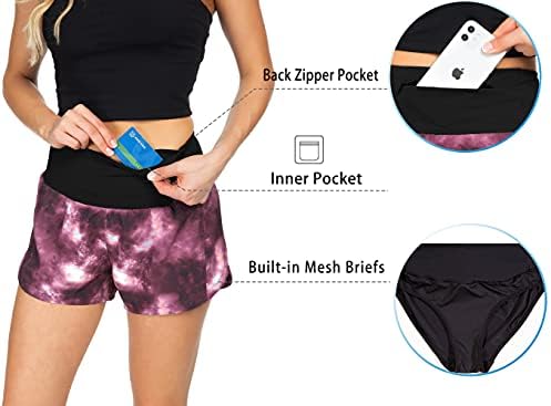 מכנסי ריצה לנשים עם אוניית גבוהה מותן נשים ספורט מכנסיים עם רוכסן כיס עבור אימון כושר-4 סנטימטרים