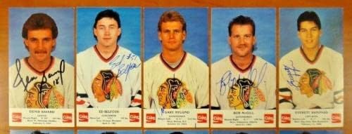 14 שיקגו בלאק הוקס שונה הוקי חתום על כרטיסי פוסט קוקה קולה - תמונות NHL עם חתימה