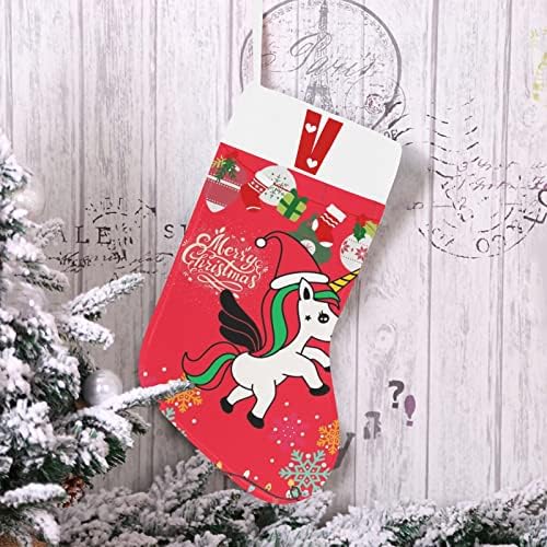 מונוגרמה סנטה חד קרן גרב חג המולד עם מכתב V ולב 18 אינץ 'אדום ולבן גדול