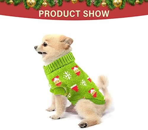סוודר כלבים Cnarery, סוודר חג מולד עם כלב חם עם חור רצועה, מעיל חורף לכלב, בגדי מזג אוויר קר לחתולי
