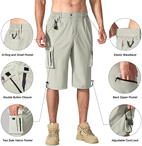 למנות מכנסיים קצרים לטיולי גברים קפריס 3/4 מכנסי מטען ארוכים מכנסיים קצרים מזדמנים עם ריבוי כיסים לקמפינג