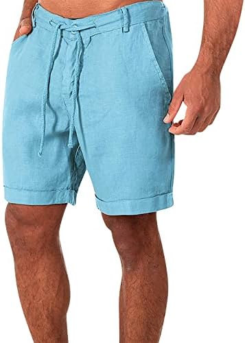 מכנסיים קצרים של Wenkomg1 לגברים, גזעי חוף בסיסיים משקל קלים פשתן כותנה מכנסיים קצרים נושמים שורפים