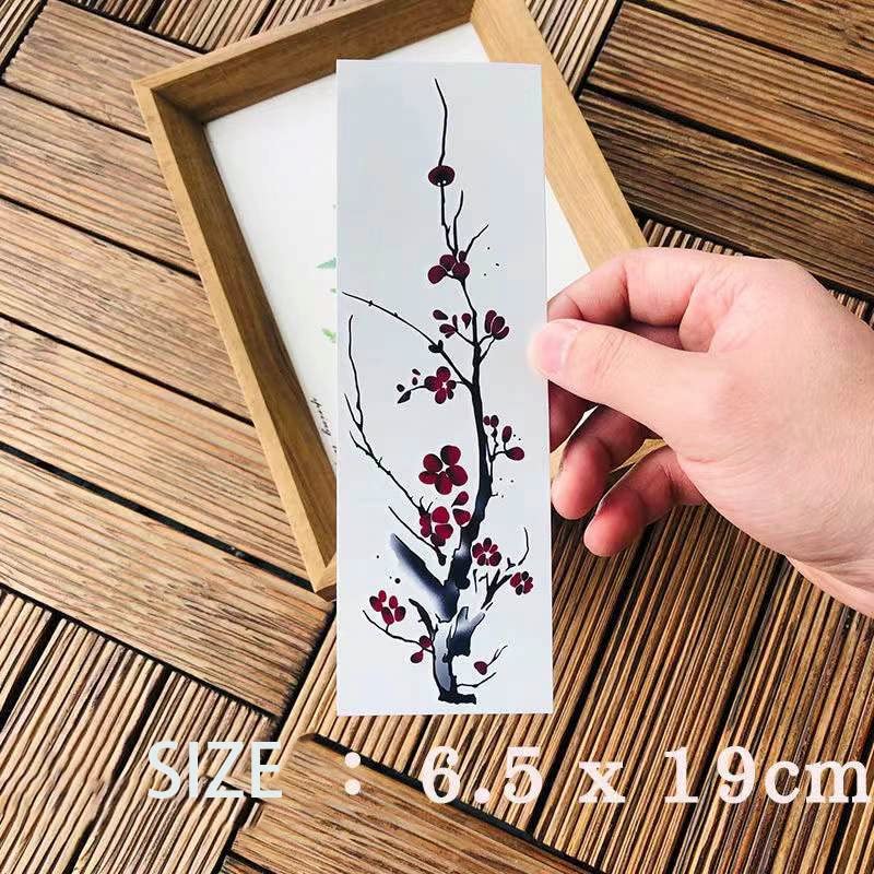 3 גיליונות אטום למים מדבקת קעקוע זמני סגנון דיו סיני שזיף עיצוב פרחים גוף אמנות מזויף קעקוע קעקוע קעקוע
