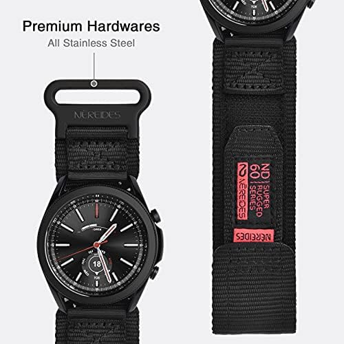 Nereides תואם ל- Samsung Galaxy Watch 3 45 ממ להקה, רצועת ספורט ניילון מחוספסת עם עיצוב לולאה ארוגה,
