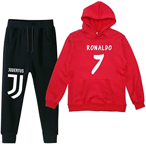 Koniee Kids Cristiano Ronaldo Superover קפוצ'ון ומכנסי טרנינג מגדיר אימונית 2 חלקים חליפת סווטשירט סוודרים