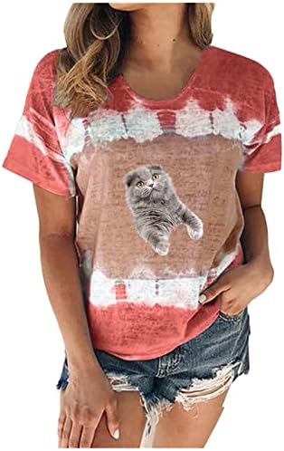 חסימת צבע לנשים צמרות קיץ פלוס טוניקה בגודל חולצה גרפית חמודה חמודה