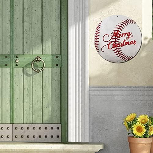 שלט פח מתכת עגולה ספורט חג שמח ספורט בייסבול של שלט זר חג מולד דפסי אמנות מתכת דלת קלאסי שלט דלת קיר