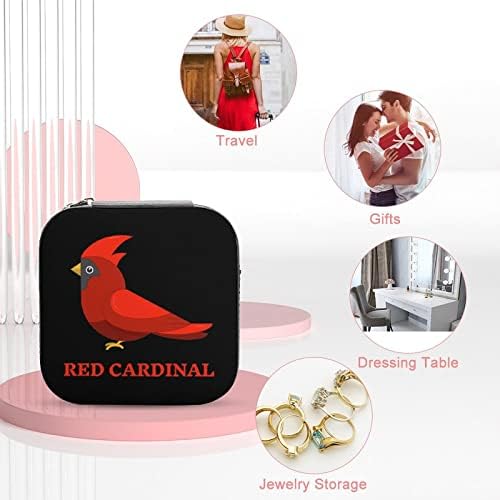קופסאות תכשיטים קרדינל אדום עור PU עור נייד אחסון מחזיק קופסאות מיני מארז לנשים מתנה