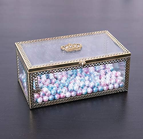 Golandstar Crystal Crown תיבת תכשיטים מארגן אחסון מארגן איפור אביזרים מחזיק קופסאות כיס לעגיל, שרשרת,