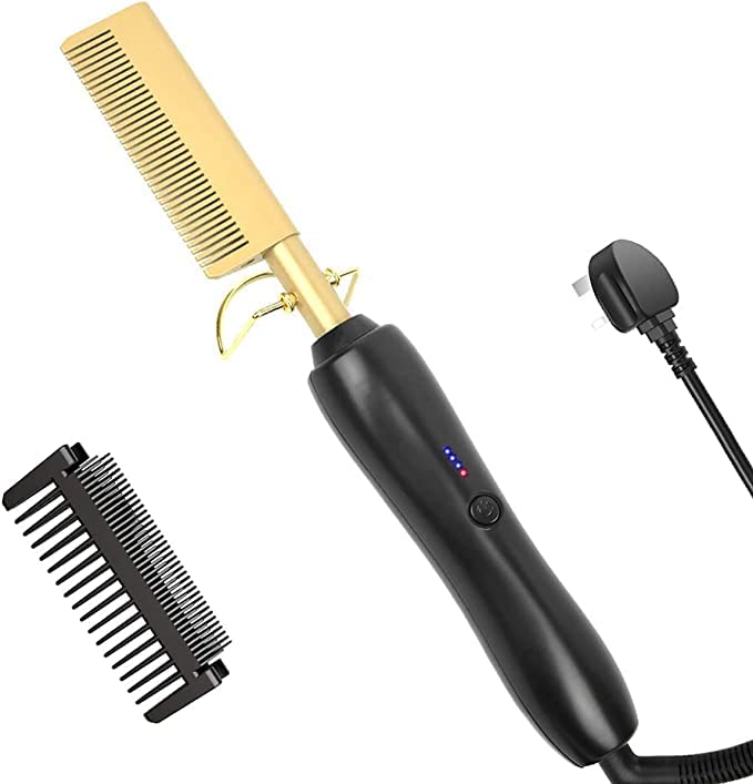 מסרק חם אייזל, מחליק שיער חשמלי, יישור שיער מסרק מחומם מהיר מתולתל לנשים שיער, מחליק שיער לשיער רטוב