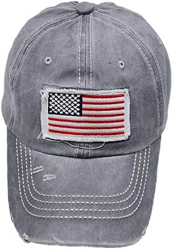 MANMESH HATT נשים כובע קוקו דגל אמריקאי, רקמה מתכווננת כובע בייסבול מבולגן במצוקה ...