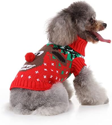 אורנוס חתול כלב חמוד סוודר חג מולד מכוער, סוודר סרוג איילים של אייל חיית מחמד תלבושות חמות לחג （xxl