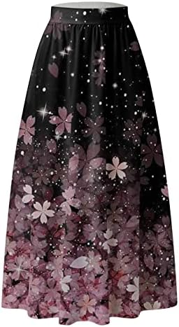 Apfopard חצאית קיץ מזדמנת לנשים 2023 Boho מותניים גבוהים בוהו מודפס שולי רופף מתנדנד ארוך חצאית מקסי