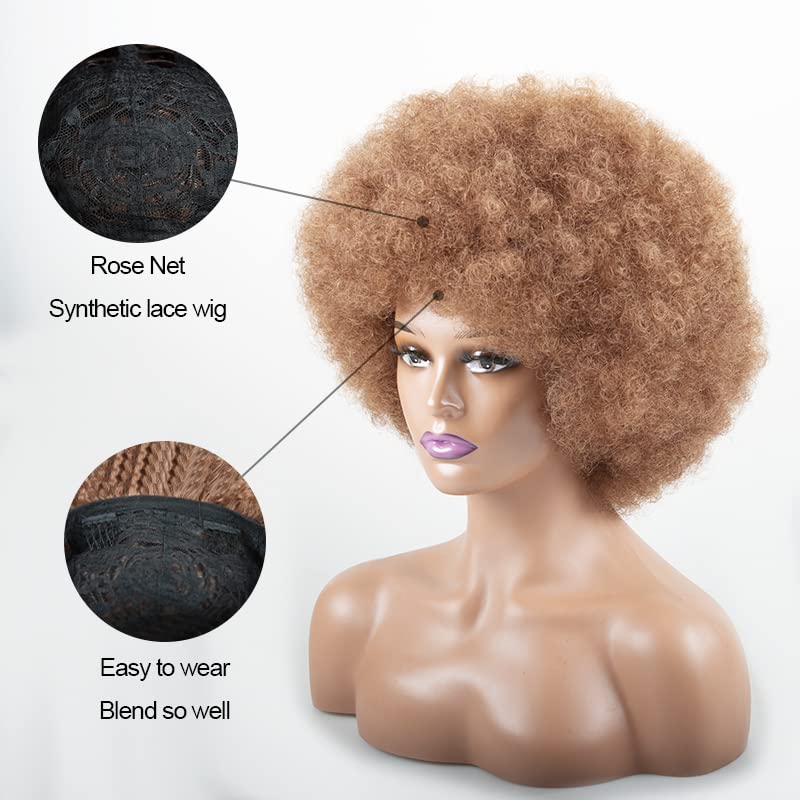 הוסיטיס אפרו פאה שנות ה -70 אפרו פאה לנשים שחורות אפרו קינקי שיער מתולתל פאות עם פוני רך טבעי למראה