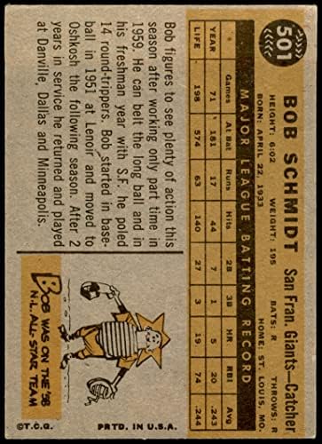 1960 Topps 501 בוב שמידט סן פרנסיסקו ענקים VG Giants