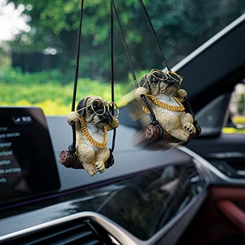 פלורויט מתנדנד כלב אחורי מבט אחורי אביזרי מראה לרכב, מכונית פוג תלויה תליון מכונית תליון רכב חמוד אביזרים