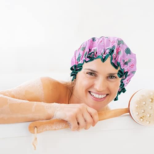 כובעי מקלחת מכסה דו -מצנפת כובעי נשים מכספות סאטן: כיסוי ראש לילה אלסטי 3 יחידים פרח שיער שיער שיער