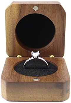 תיבת טבעת אירוסין כפרית של דשום, מילים מכסף אהבה לנצח קופסת טבעת עץ מוצקה לחיזוק להצעה לאחסון טבעת נישואין