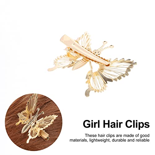 קטעי שיער של Mobestech Womens 8 יחידות פרפרים נעים קליפים שיער 3D 3D נעים פרפרים מתכת קטעי טופר פרפרים