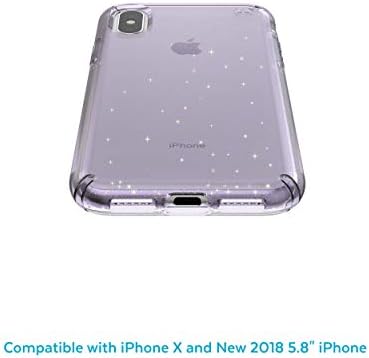 מארז טלפון תואם של מוצרי Speck עבור Apple iPhone XS/iPhone X, Presidio Clear + מארז נצנצים, Geode Purple
