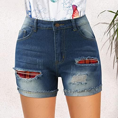 מכנסיים קצרים של ג'ינס קיץ לנשים גדילים עם מותניים גבוהים שחרר מכנסיים גולמיים ג'ין מכנסיים קצרים בלוק