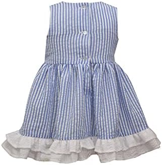 שמלת בוני ג'ין - Seersucker עם שמלת דובדבנים לתינוקות וילדות קטנות