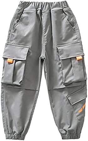 Agoky Kids Boys מכנסי מטען אופנה אלסטיים רצועת המותניים ג'וג'ר מכנסי טרנינג ללבוש רחוב ג'אז ספורט אתלטי