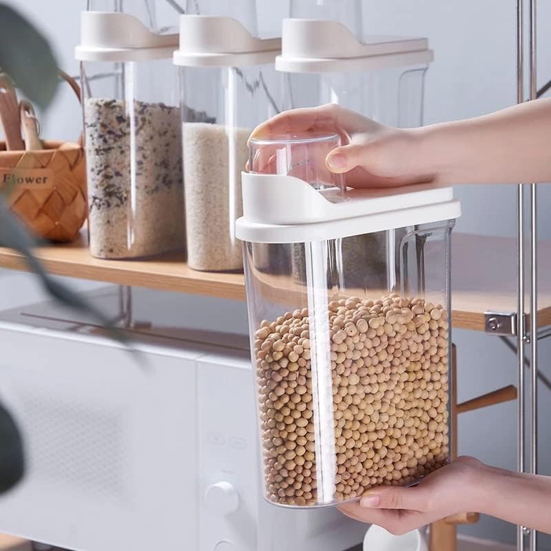 ברור פלסטיק אטום מתקן אחסון תיבת מטבח מזון דגנים אורז מיכל עם כוס מדידה