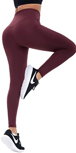 מכנסי יוגה של Vanzoter עם כיסים לנשים, אין רואים חותלות אימון מעלית-מותניים גבוהות עם בקרת בטן