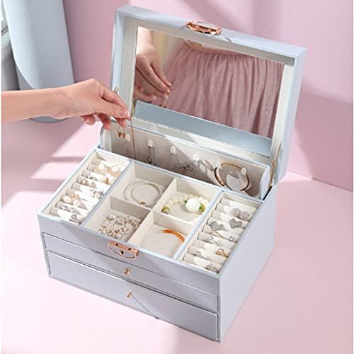 קופסא תכשיטים SJYDQ עץ עתיק עתיק סגנון סיני קופסא אחסון קיבולת גדולה עגילי תכשיטים קופסת תכשיטים נסיכה