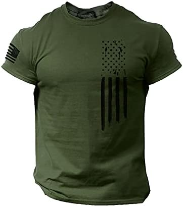 רטרו טי רטרו מודפס לגברים חולצת טריקו וינטג 'דגל אמריקאי גרפי במצוקה או צוואר שרוולים קצרים צבעוניים