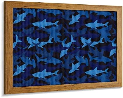 כחול הסוואה כרישים יהלומי ציור ערכות תמונה מסגרת 5 עשה זאת בעצמך תרגיל מלא ריינסטון אמנויות קיר תפאורה
