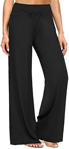 Zoosixx מכנסי פיג'מה שחורים רכים לנשים, מכנסי יוגה מזדמנים משובצים משובצים מכנסי יוגה