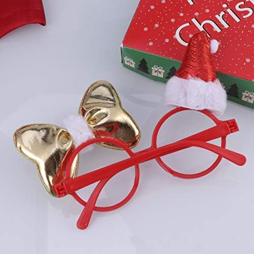 מחזיקי הזכוכית של Nuobesty משקפי חג המולד מסגרות עם עיצוב קשת מסיבות חג מולד תאי תמונות אבזרי ילדים