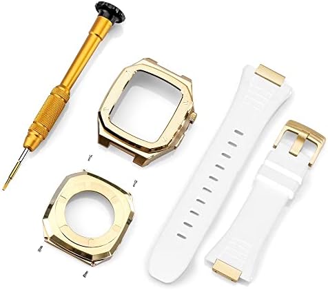 מארז רצועת נירוסטה Aemall לשינוי פס שעון Apple 45 ממ 44 ממ 41 ממ ערכת MOD MOD SET לסדרת IWATCH 7 6 SE