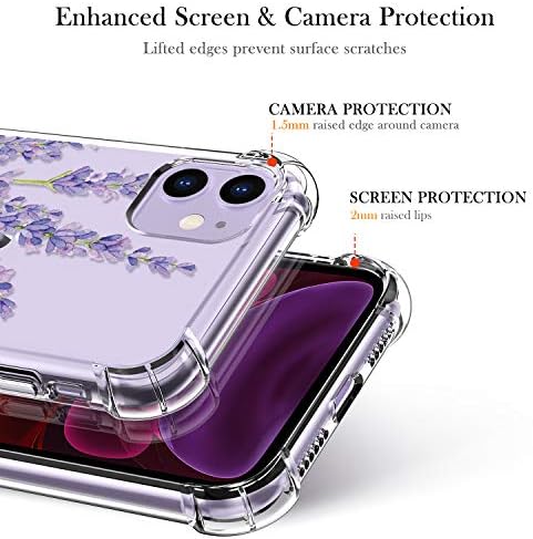 מארז של Luxveer iPhone 11 עם מגן מסך זכוכית מחוסמת, דפוס פרחים פרחוני על כיסוי TPU ברור רך לנשים בנות,