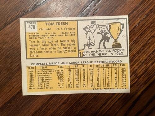1963 Topps 470 טום טרש ניו יורק ינקי כרטיס בייסבול כרטיס NM/MT - כרטיסי בייסבול סלידה