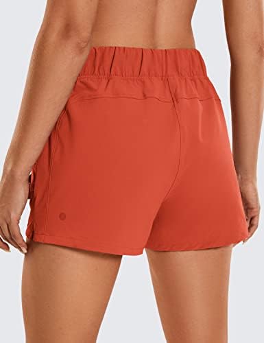 CRZ יוגה לנשים אטום מים מכנסי טיול קצרים: אמצע העלייה של קיץ קיץ חיצוני אימון מכנסיים קצרים בכיסי רוכסן