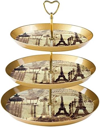 3 טייר קאפקייקס סטנד מגדל מגדל מציג את מחזיק הקאפקייקס מגדל עץ קינוח למסיבות לאירועים עיצוב, סגנון רטרו