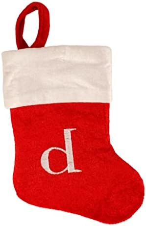 מגרש לחג המולד מיני מונוגרמי אדום קטיפה אדומה שרוול לבן גרבי גרבי גרבי עיצוב חג