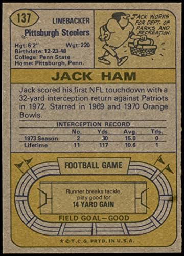 1974 Topps 137 All-Pro Jack Ham Pittsburgh Steelers Ex Steelers