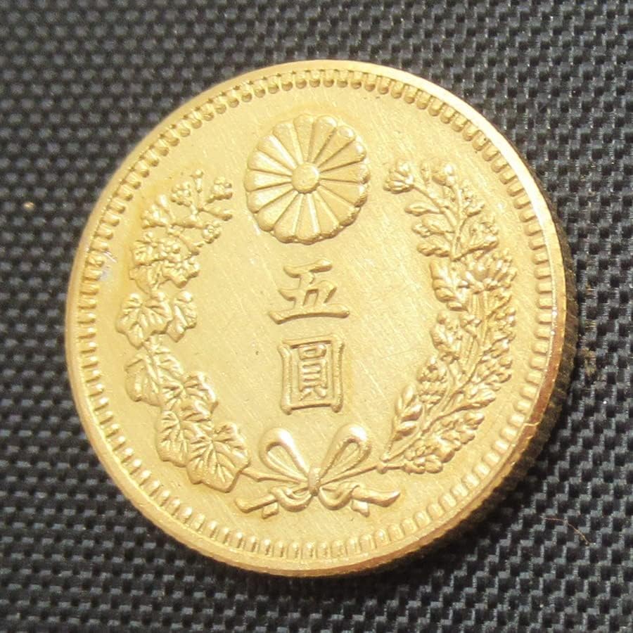 מטבע זהב יפני 5 יואן טייישו שנתיים מעתק מצופה זהב מטבע זיכרון
